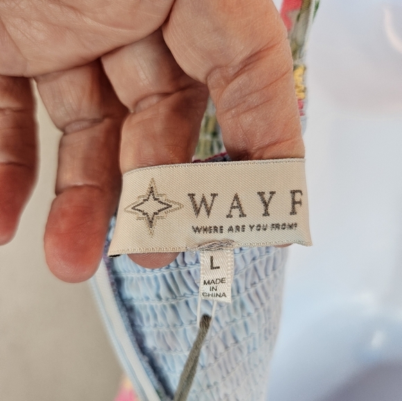 Wayf Womens Minidress Sz L Pink Carnations Tie Straps Adj. Sweetheart Neckline - Picture 10 of 13